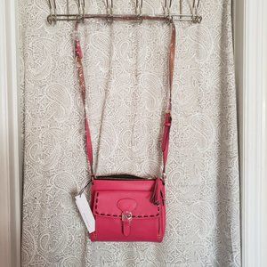 Dooney & Bourke Florentine Pocket Crossbody Shoulder Bag color Fuschia